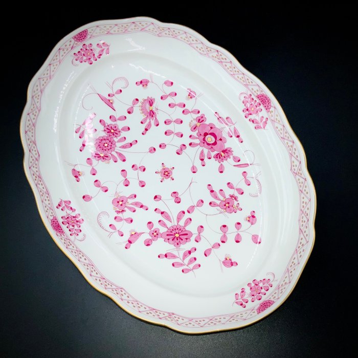 Meissen - First Choice - Large Serving Platter (36 cm) - "Purple Indian" Pattern - Tarjotin - Käsinmaalattua posliinia