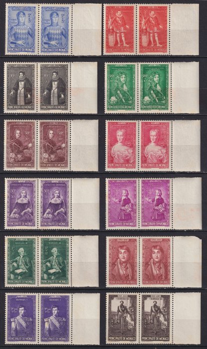 Monaco 1941/1946 - Frimærker fra nr. 234 til nr. 264, mønt** i par og blokke + PA og moms. Meget flot kvalitet - Yvert