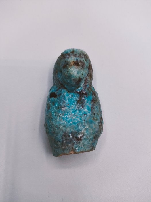 Ancient Egyptian Faience Shabti Bust-With Spanish Export License. NO RESERVE PRICE.