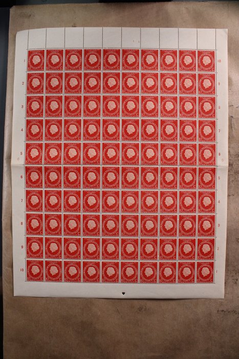 Niederlande 1954 - Statut des Königreichs im kompletten Bogen mit 100 Briefmarken – Kostenloser Versand weltweit - NVPH 654