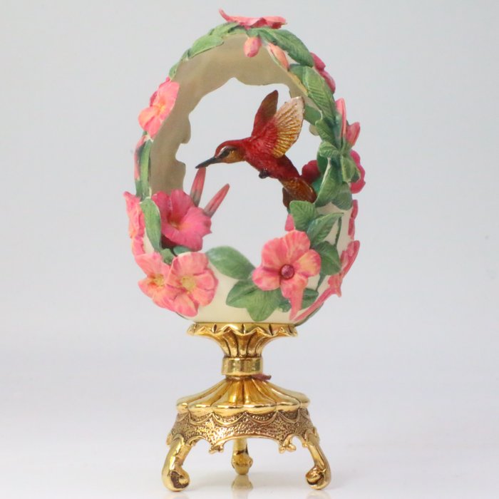 Fabergé egg - Imperial Jewels In The Garden Hummingbird Floral Egg - Gullplattert, Krystall, Porselen
