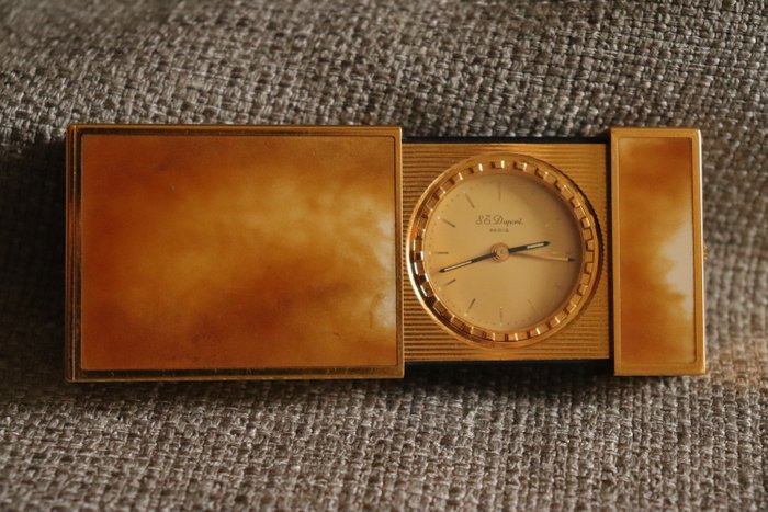Orologi da tavolo/scrivania - Orologio da viaggio - S. T. Dupont Paris - Moderno - Placcato oro, Lacca di Cina - 1970-1980