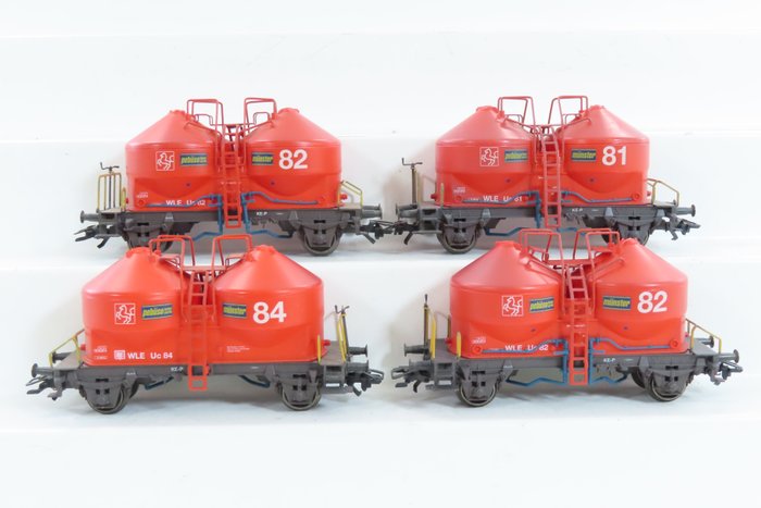 Märklin H0 - 4514 - Godsvagn-set för modelltåg (1) - 4-delat set med 2-axlade silovagnar - Westfälische Eisenbahn
