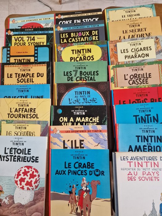 Tintin T1 à T23 + Cinéma - 24x C - (anne§1es 70-80) - 24 Album - Éditions diverses