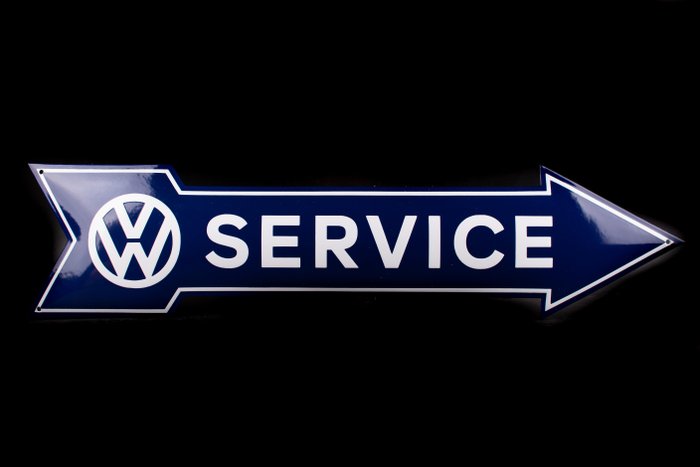 Εμαγιέ πινακίδα - XXL VW υπηρεσία βέλους. 700 χιλιοστά!; σμάλτο! - Σμάλτο