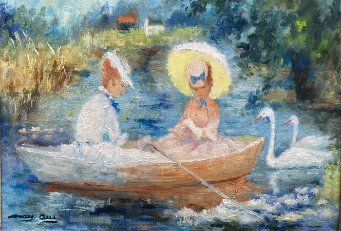 Marguerite Aers (1918-1995) - Twee dames in een bootje