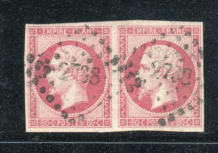 Franța 1859 - Superbe & Rare Paire de n° 17B Rose