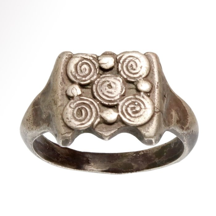 Epoca Vikingilor Argint Inel cu modele în spirală