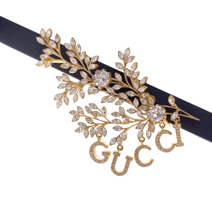 Gucci - Gold Metal and Crystal Single Earring Ear Cuff - 耳環