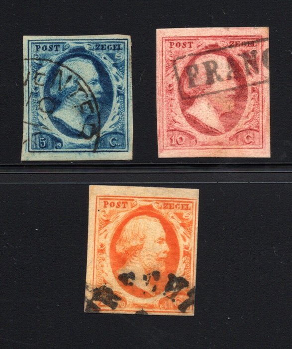 荷蘭 1852 - 威廉三世國王 - 全球免運費 - NVPH 1 t/m 3