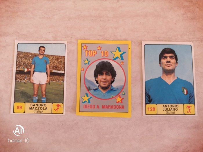 Vallardi/Panini - Maradona/Mazzola/Juliano - 1968/69 + 1988/89 - 3 Loose stickers
