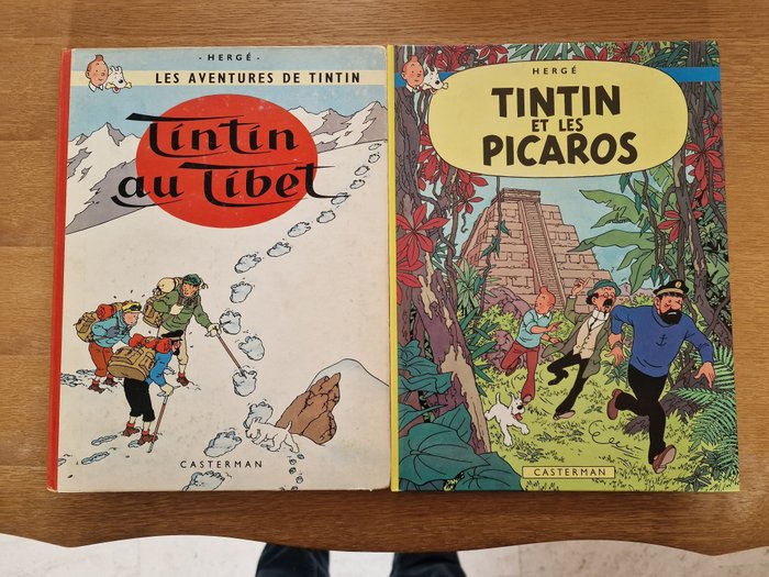 Tintin T20 + t23 - Tintin et les picaros (C1) + Tintin au Tibet (B35) - 2x C - 2 Album - Prima ediție/retipărire - 1964/1976