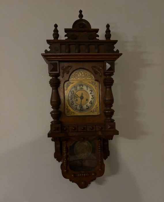 Wanduhr - Schwarzwälder Uhr - Gustav Becker - Glas, Holz, Messing - 1910-1920