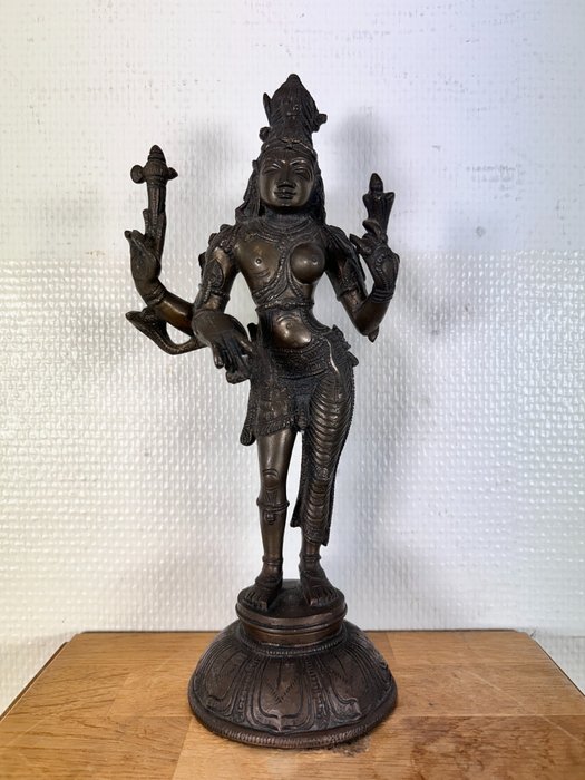 雕塑, Ardhanarishvara - 29 cm - 黄铜 - 1990