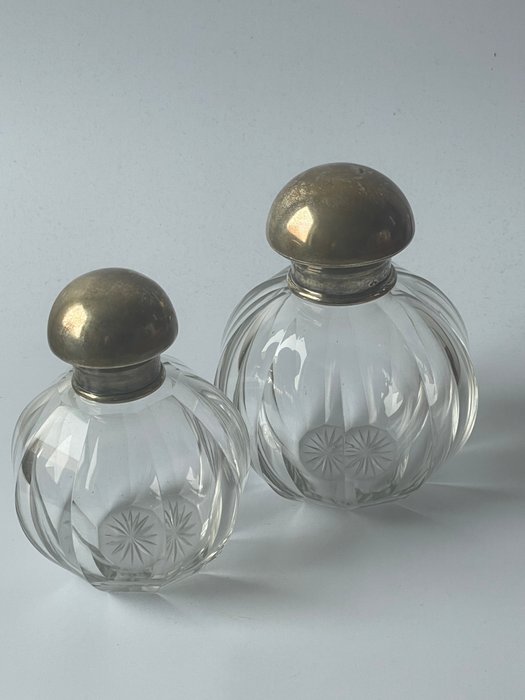 Maître orfèvre : Henri Lapparra - Parfümös üveg (2) - .950 ezüst, Kristály