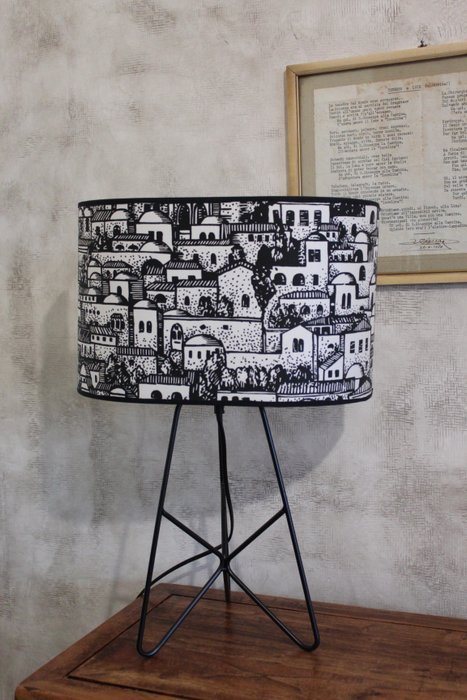Lampa stołowa - Lampa z abażurem z tkaniny Fornasetti - Metal, Tkanina