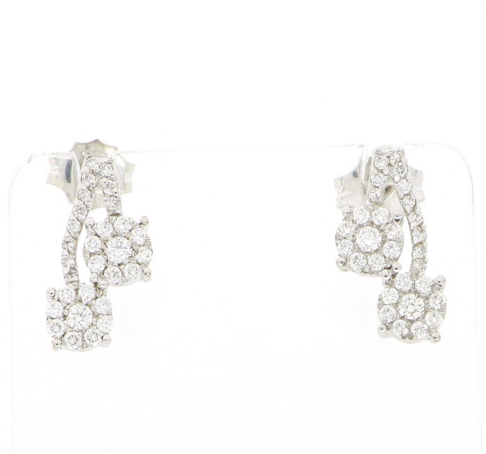 No Reserve Price - Earrings White gold, NEW -  0.72 tw. Diamond  (Natural) 