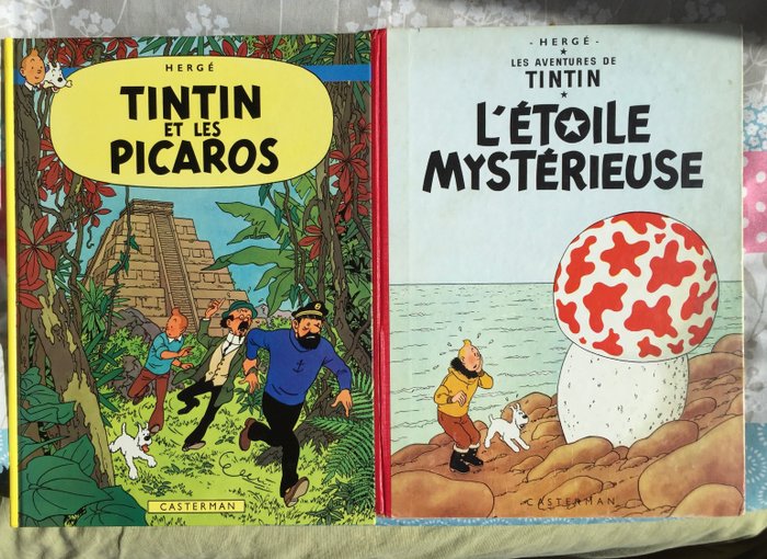 Tintin T10 + T23 - Tintin et les picaros (C1) + L'étoile mystérieuse (B33) - 2x C - 2 Album - Első kiadás/reprint - 1963/1976
