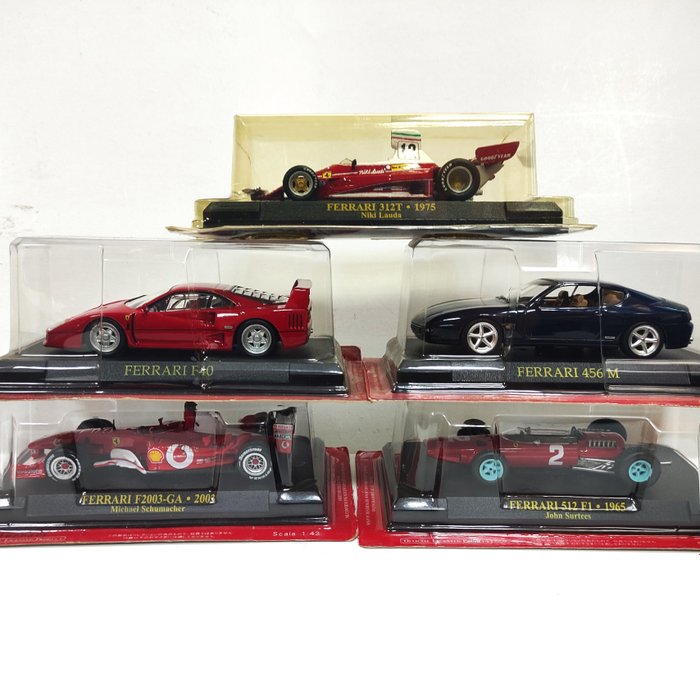 Altaya 1:43 - 模型汽车 - Altaya Ferrari F1 Collection "The Most Famous Models from 1950 to the Present Day" - 5 辆法拉利汽车
