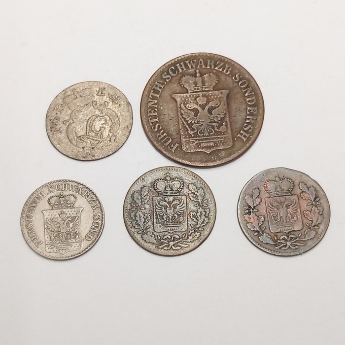Deutschland-Schwarzburg. 5  Münzen, 1781-1866