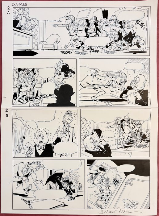 Daan Jippes, Geoffrey Blum, Carl Barks - 1 Original page - Donald Duck - "The Race for the Golden Apples", D/D 2002-012 - 2007