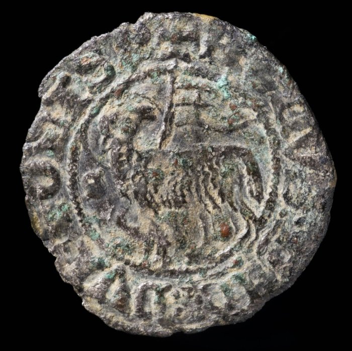 Regno di Castiglia. Juan I (1379 - 1390). Blanca Agnus Dei. Sevilla (BAU 730)  (Senza Prezzo di Riserva)