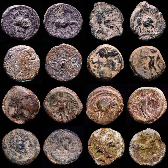 Hispanien. Asses, semis, quadrans and sextans.. Carteia, Castulo, Sacili, Iptuci, Corduba.