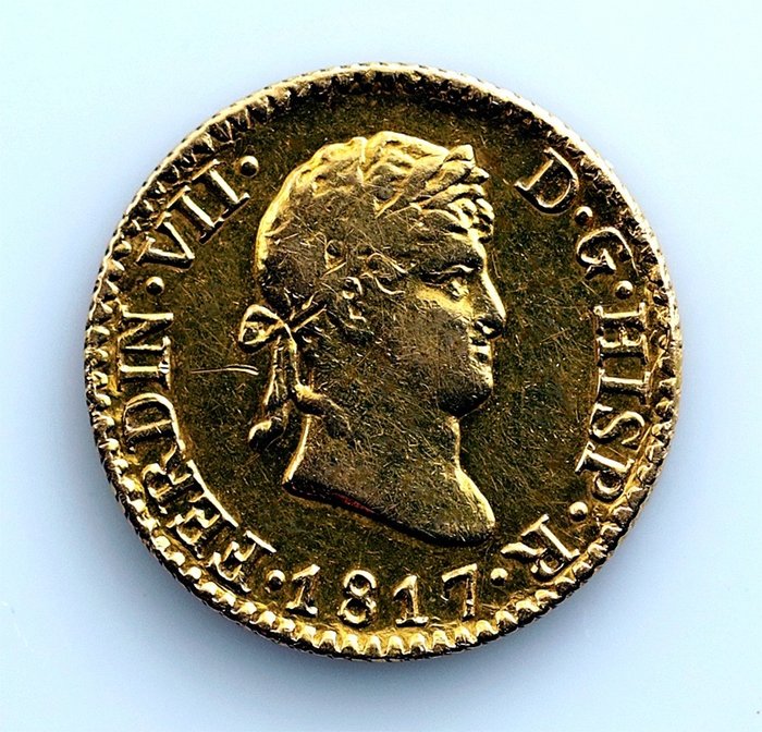 Spanje. Fernando VII (1813-1833). 1/2 Escudo 1817 GJ. Madrid
