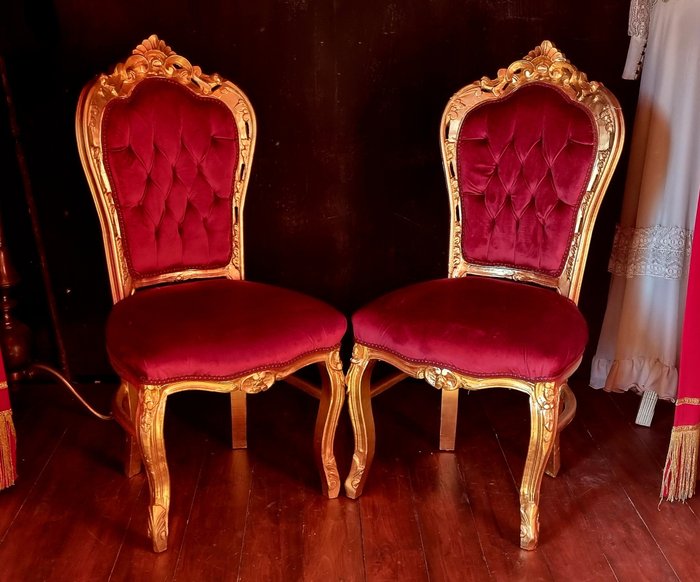 卡巴莱 (2) - 丝绒, Noble 扶手椅，木质、金箔、天鹅绒