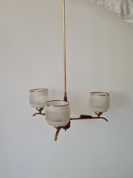 Plafondlamp (1) - Hout, Messing