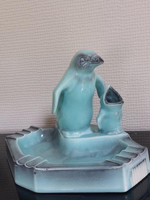 Askebeger  (1) - art deco keramiske askebeger pingviner
