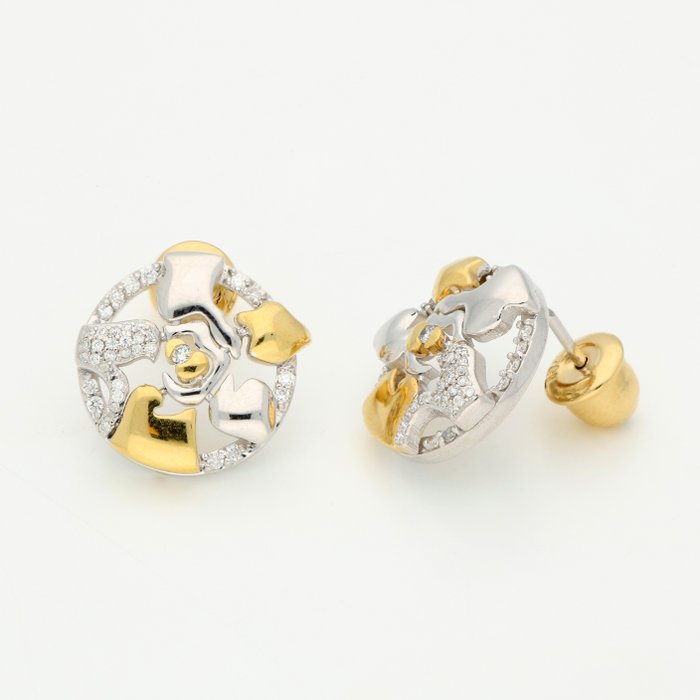 Earrings White gold, Yellow gold Diamond  (Natural) 