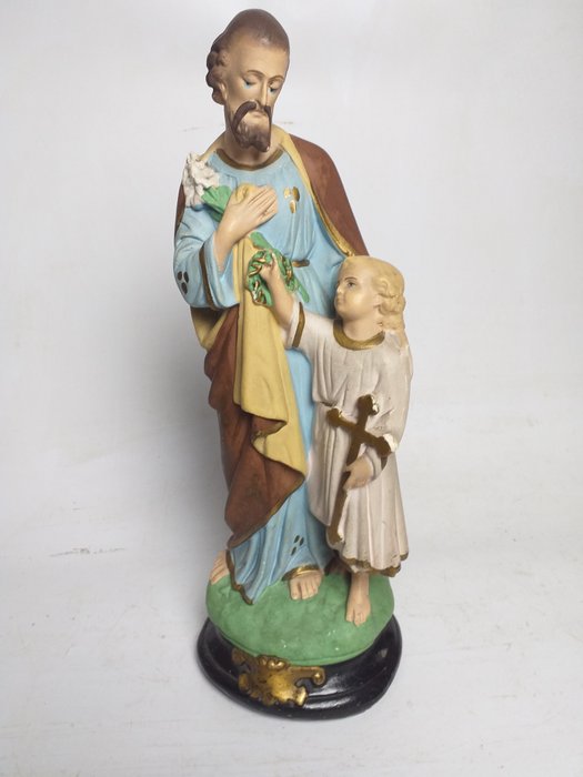 Vallási és spirituális tárgyak - Szent József a kis Jézussal (1) - Gipsz - 1940-1950, 1900/2000