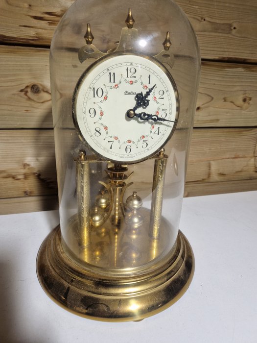 Relógio de lareira - Relógio de aniversário - Haller - Madeira - 1950-1960