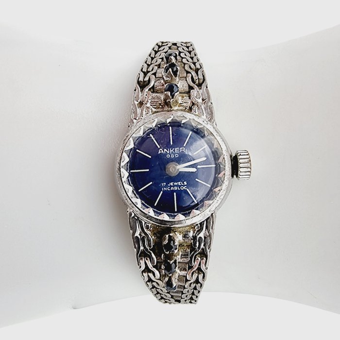 No Reserve Price - Anker Watch, Gemrany ca. 1950s - Bracelet Silver Sapphire 