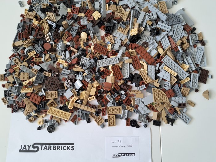 Lego - 1000 stuks nieuwe stenen (Tan, Dark Tan, Med Stone Grey, Dark Stone Gray, Reddish Brown, Dark Brown)