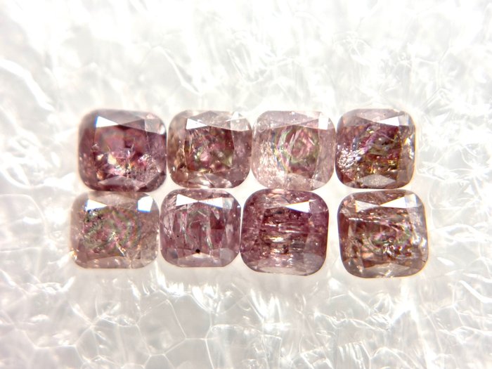 8 pcs Diamantes - 0.83 ct - Cojín - Mixed Brown Pink - I2, I3 (piqué)