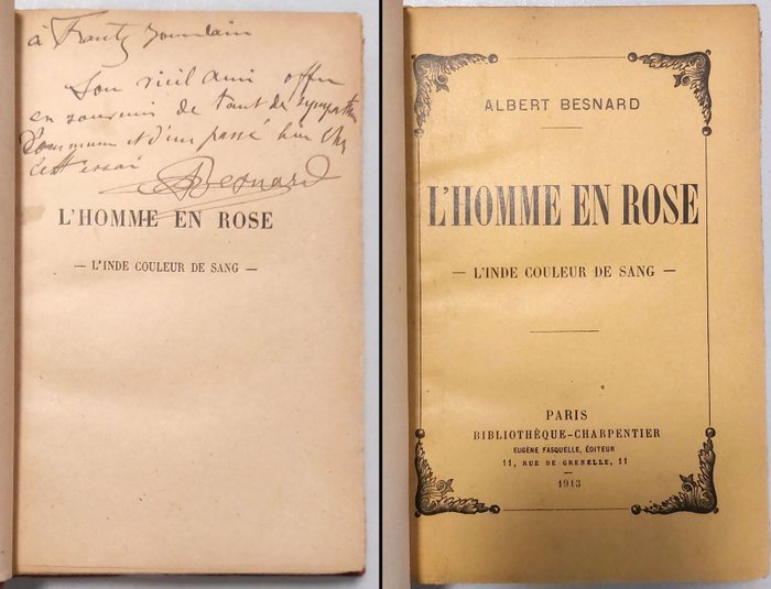 Signé; Albert Besnard - L'Homme en rose [envoi autographe à Frantz Jourdain] - 1913