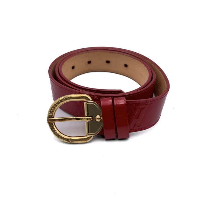 Louis Vuitton - Red Pomme D'Amour Monogram Vernis Belt Size 90/36 - Curea