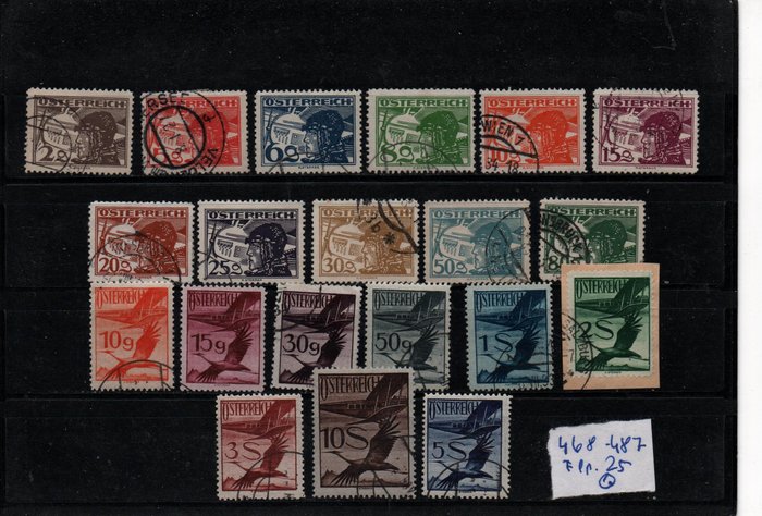 Autriche 1925/1925 - Série Poste aérienne 1925 proprement annulée et impeccable - Katalognummer 468-487