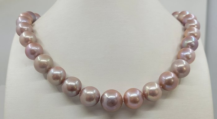 Collana - Grandi dimensioni: perle Edison rotonde da 11,5x14,7 mm 