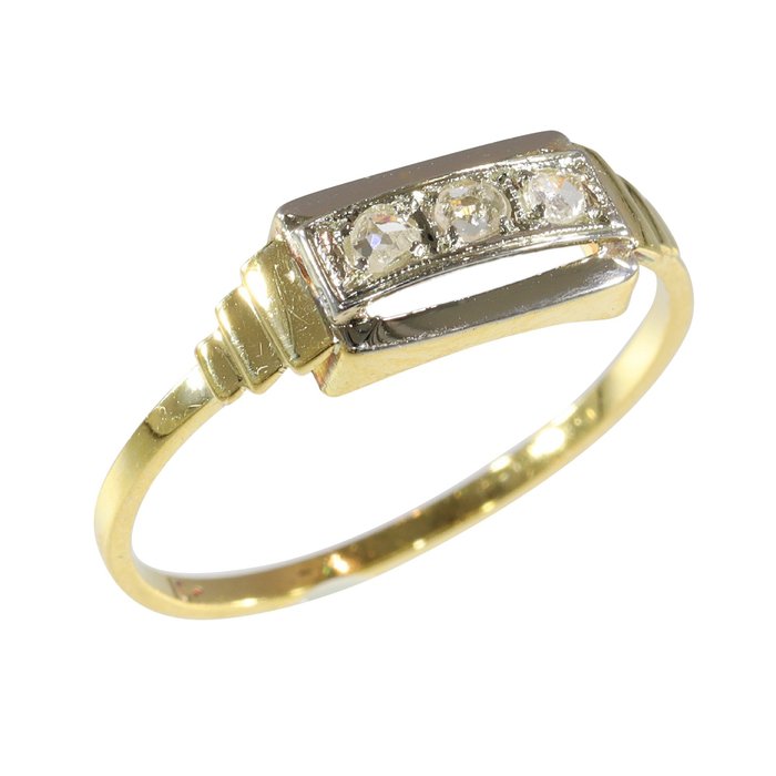 Sin Precio de Reserva - Vintage 1920's Art Deco Anillo - Oro amarillo Diamante 