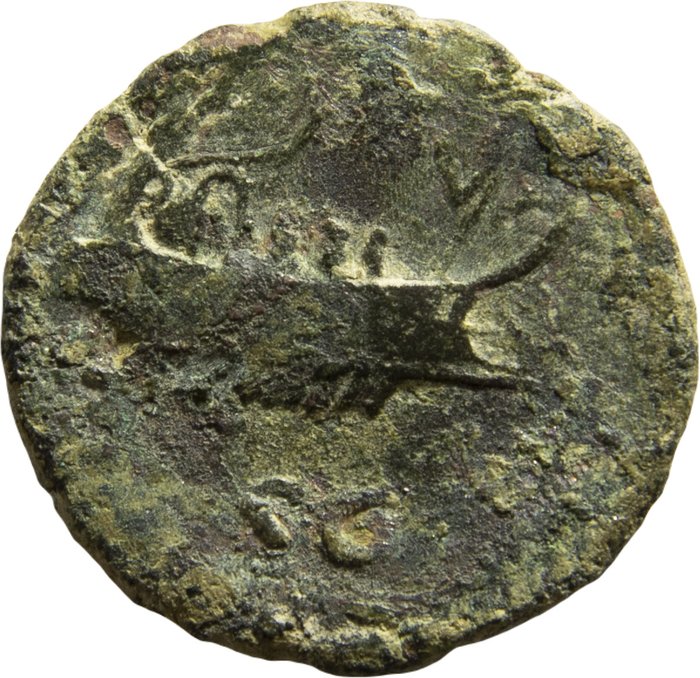 Rooman imperiumi. Hadrianus (117-138 aaj.). As Rome, circa 125-126/7. COS III / S C Galley