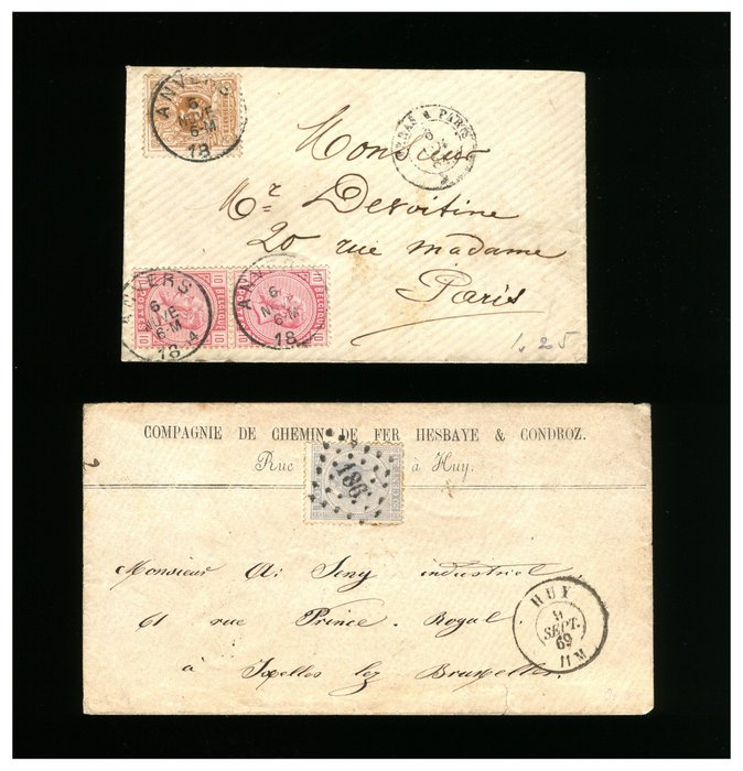 Bélgica  - Seleção de cartas enviadas - pedaços de papel.