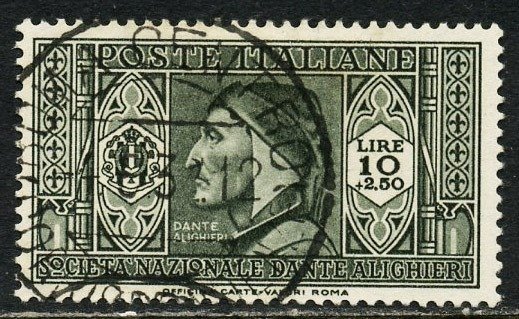 Italië 1932 - Dante Alighieri L. 10 met originele stempel. Deskundige. - Sassone N. 314
