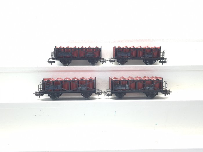 Märklin H0轨 - 4657 - 模型火车货运车厢 (4) - 4个酸瓶手推车 - DB