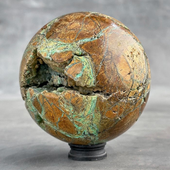 SIN PRECIO DE RESERVA - Maravillosa Smithsonita Verde esfera en un soporte personalizado- 1800 g - (1)