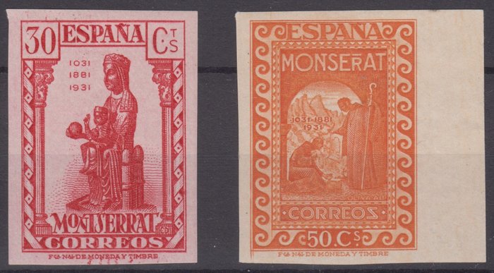 西班牙 1931 - 蒙特塞拉特修道院成立九百年。 - Edifil 643s y 645s.