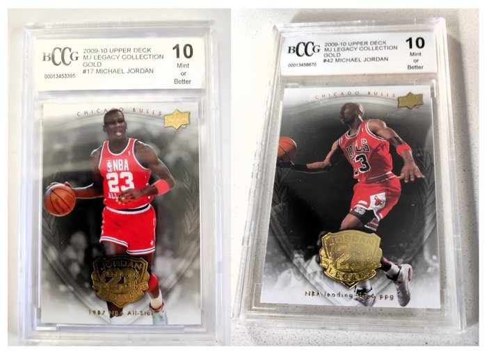 2009/10 - Upper Deck - Jordan Legacy Gold - Michael Jordan - #17, #42 - 2 Graded card - BCCG 10