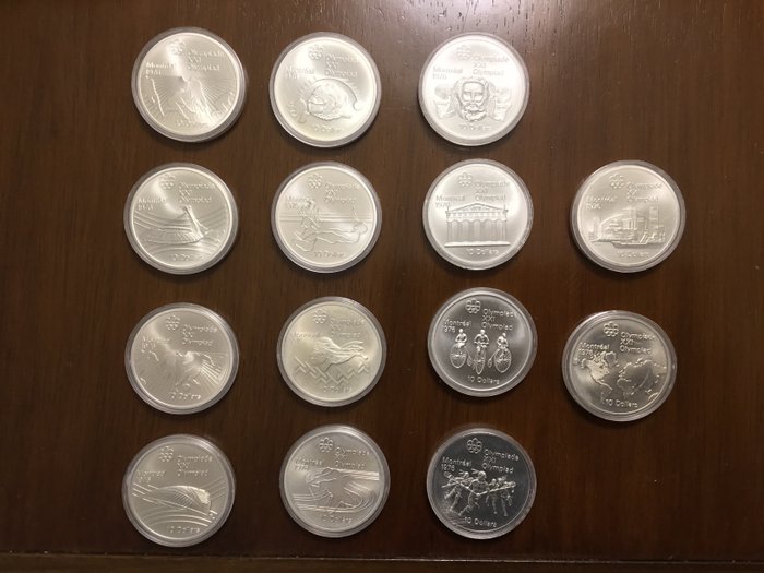 Kanada. Set of 14x Canadian Silver Olympic $10 Coins (629,4 grams pure silver)